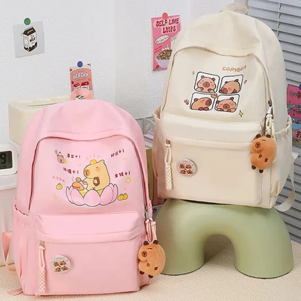 

Thickened Capybara Backpack Oxford Cloth Waterproof Cartoon Animal Daypack Lightweight Multi Functional