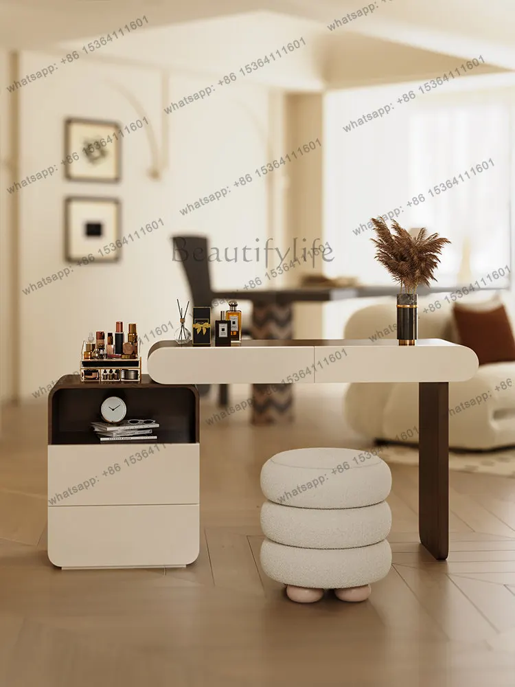 

Dresser, bedside table, integrated small apartment, light luxury minimalist cream style solid wood makeup table