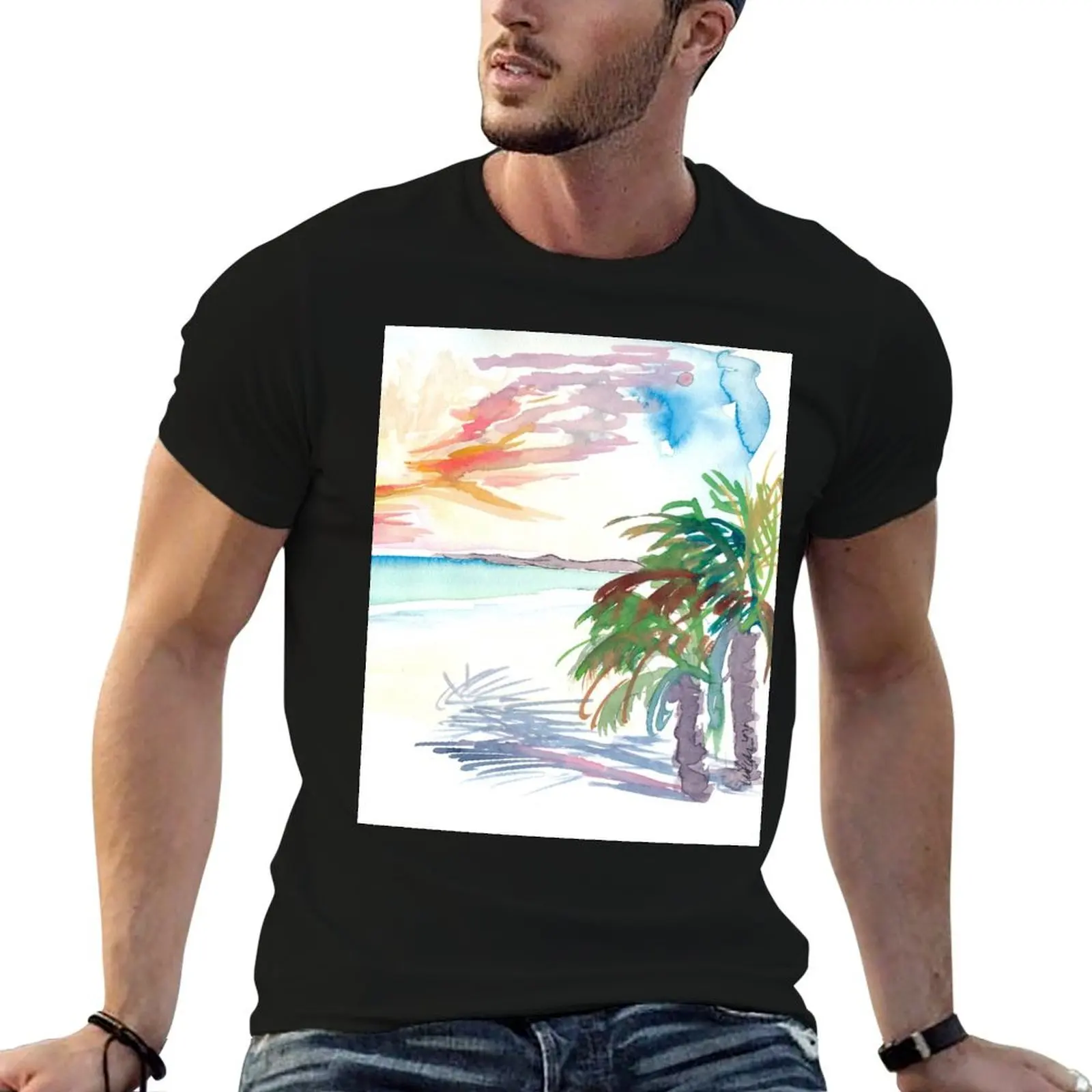 

White Sandy Beaches in Martinique West Indies T-Shirt black cotton t-shirt plain for man package t shirts designer T-Shirt