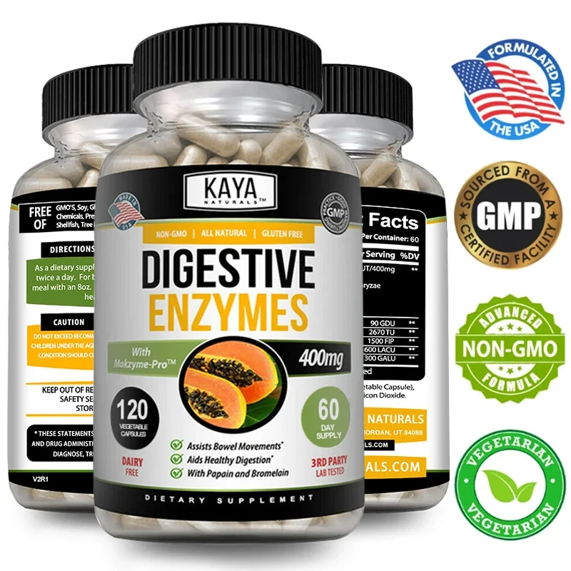 Digestive Enzymes - Papaya + Bromelain Healthy Digestion and Detoxification Relieve Constipation and Bloating Improve Immunity