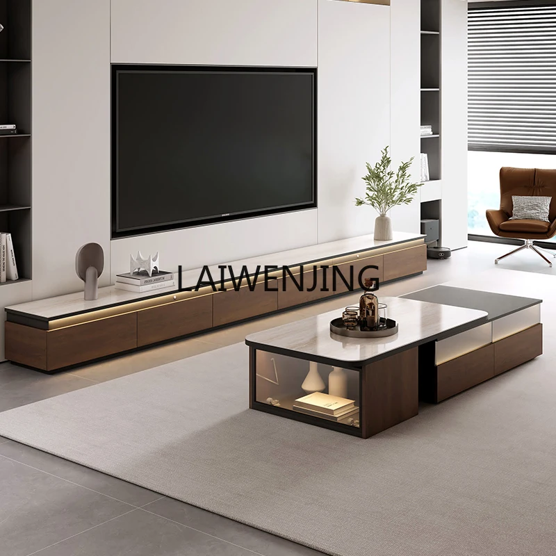 

MJY coffee table TV cabinet combination living room super long storage rock slab TV cabinet