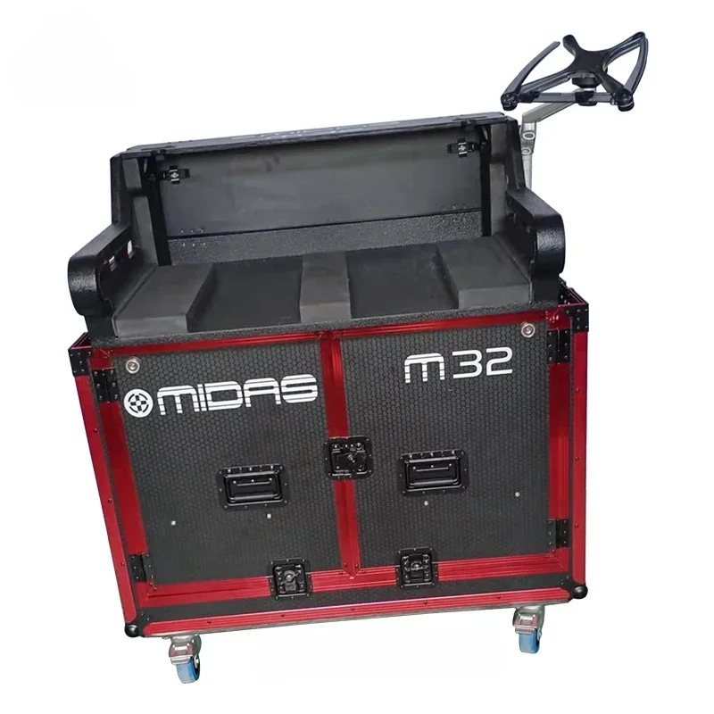 Transport Storage Tool Case Custom Black Red Aluminum Hydraulic Flip Case for Midas M32 Mixer with Laptop Holder