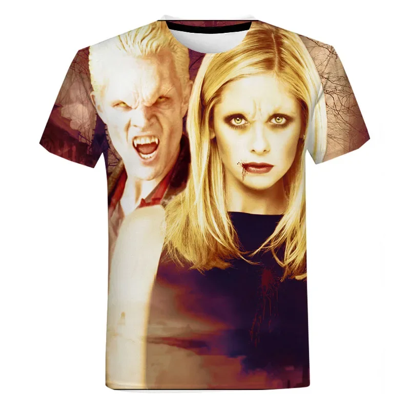 TShirts Movies Buffy The Vampire 3D Print Summer Tees Crew Neck Short Sleeve Casual TShirt Oversize Men Women Kids Tops Clothes