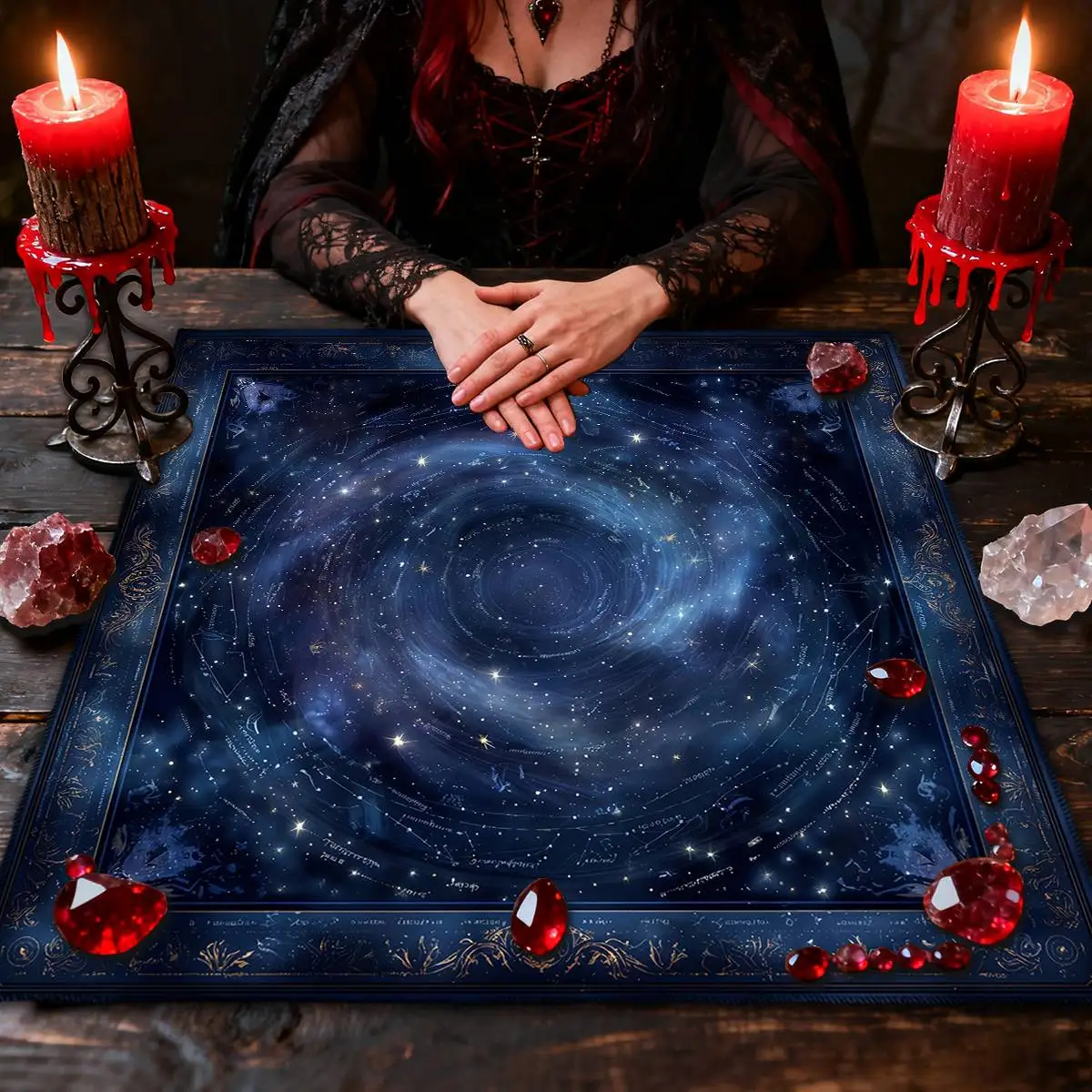 Magic Blue Starry Sky Vortex  Tarot Tablecloth Altar Decor Zodiac Constellations Altar Cloth For Tarot Divination Meditation