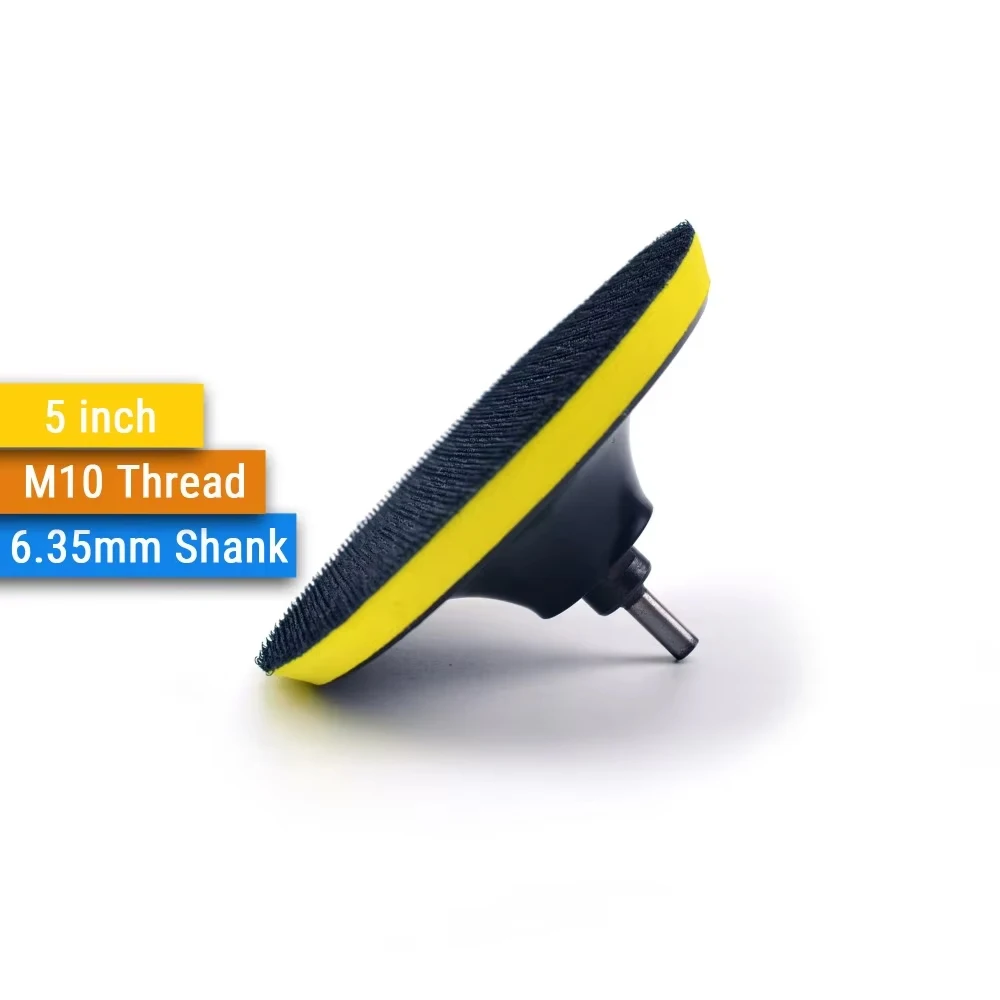 5 Inch(125mm) M10 Thread Back-up Sanding Pad + 6.35mm/8mm Shank for 5" Hook&Loop Sanding Discs, Angle Grinder Accessories
