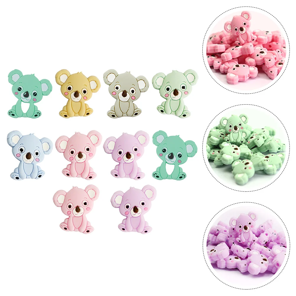 

10 Pcs Pacifier Chain Supplies Silicone Koala Beads Baby Teether Toddler Babydoll Accessories for Toddlers Toys