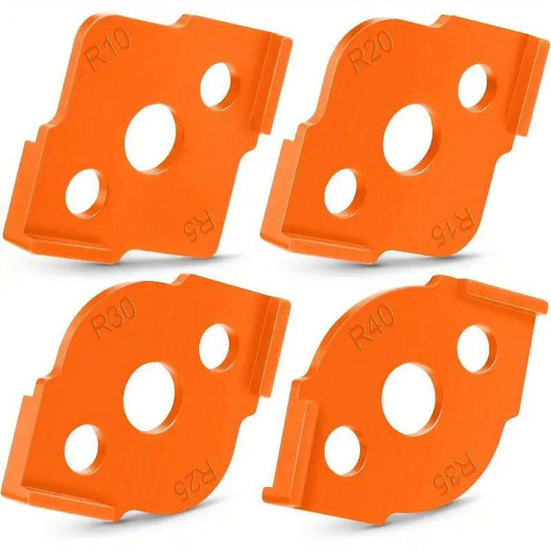 4Pcs Router Corner Jig Radius Template 8mm Angle Woodworking CNC Hard ABS Rounded Bit Quick Jig Orange