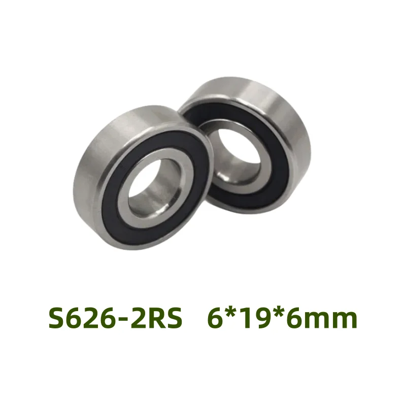 50pcs stainless steel bearing S626-2RS 6*19*6mm deep groove ball bearing S626RS 6x19x6 mm