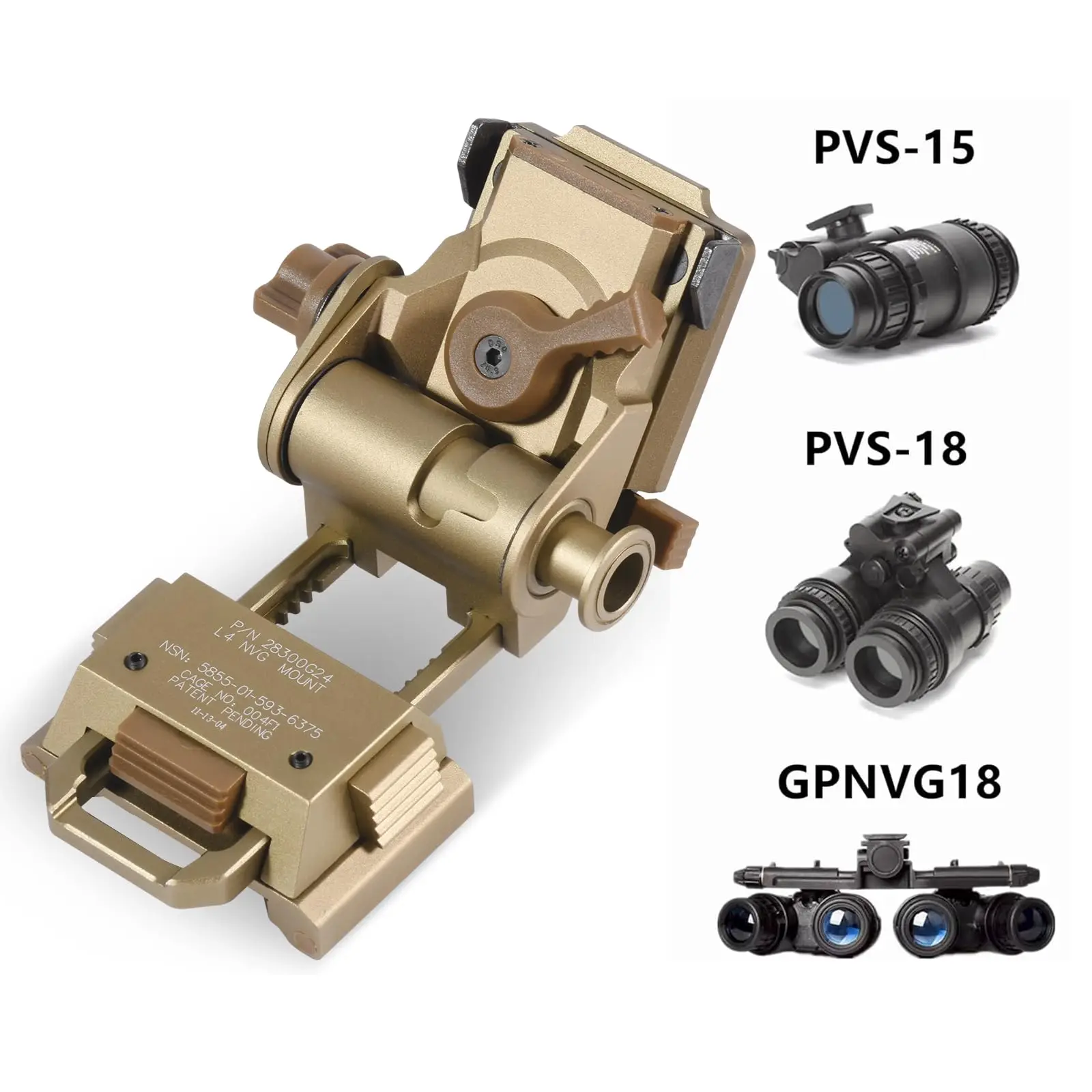 Booiu nvg montar pvs14/15/18 g24 montagem de alumínio l4g24 nvg montar capacete para óculos de visão noturna nvg metal capacete montar cs jogos