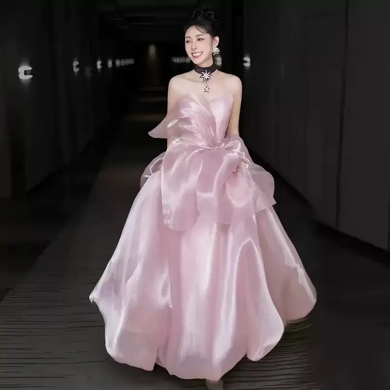 

Stunning Pink Prom Dresses High Waist Evening Dresses Sweetheart Lace-up Back Floor Length Evening Dress Party Gowns