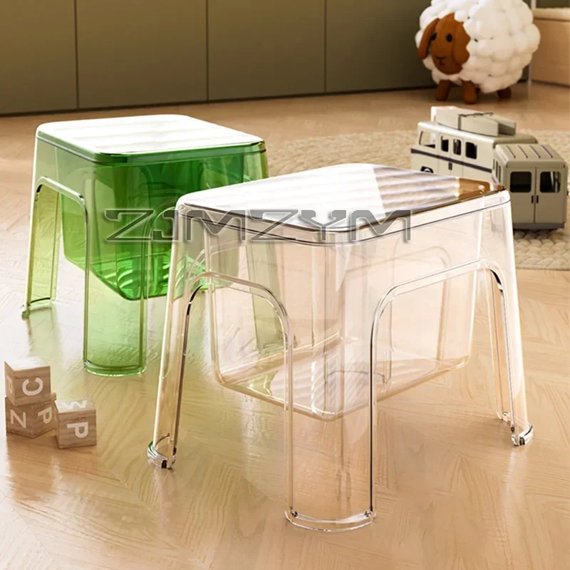 Transparent Minimalist Foot Stool Small Relax Unique Apartment Stool Cute Ergonomic Space Saving Furniture