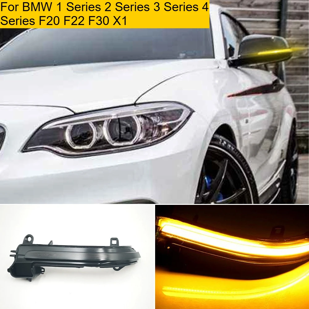 

For BMW 1/2/ 3 /4 Series F20 F22 F30 X1 2012 2013 2014-2020 rearview mirror running water turning signal streamer signal light