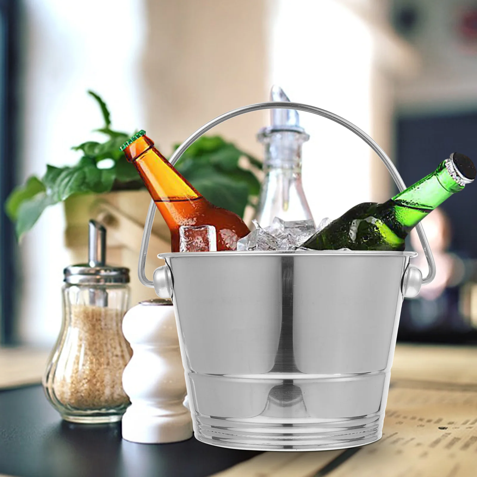 

Stainless Steel Wear-Resistant Portable Double Handle Multi-Function Bar Accessory Household Wine Desktop Container Ktv Supply