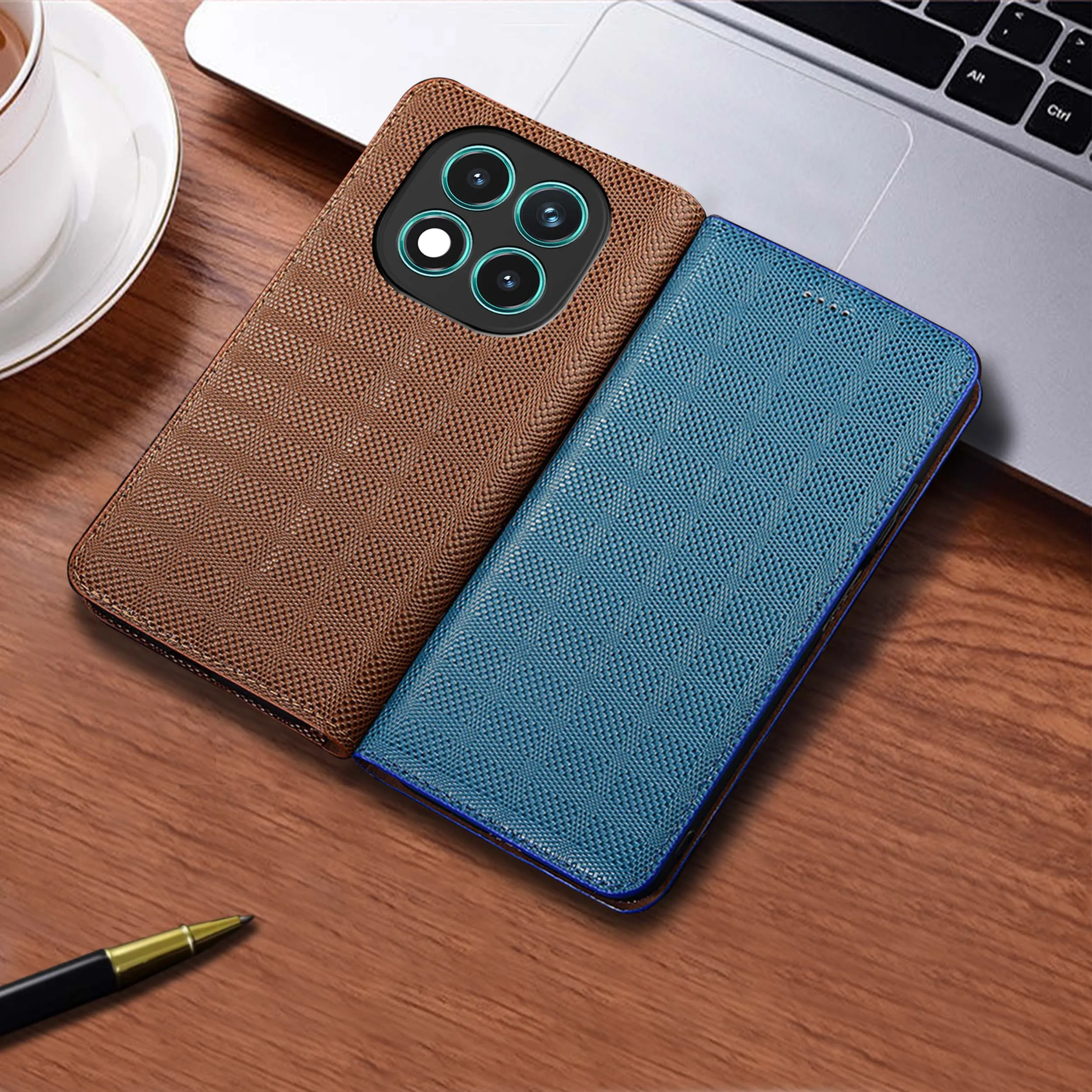 

For Redmi Note 10 10S 11 12 12S 13 14 14S Pro Plus 4G 5G Turbo Crosshatch Pattern Of Genuine Leather Flip Phone Case Cowhide