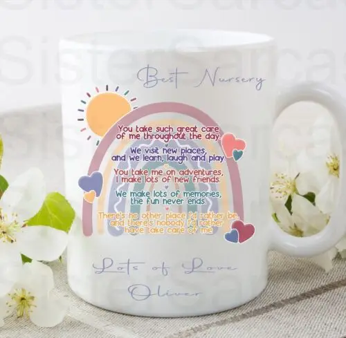 

Personalised Best Nursery Teacher End of Year Leaver Present Cup Mug Gift