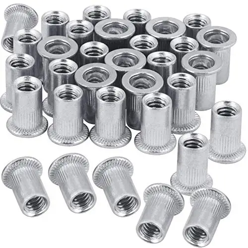 10 Pcs M3 M4 M5 M6 M8 M10 M12 Aluminum Rivet Nut Flat Head Thread Insert Rivet Nut Set Nut