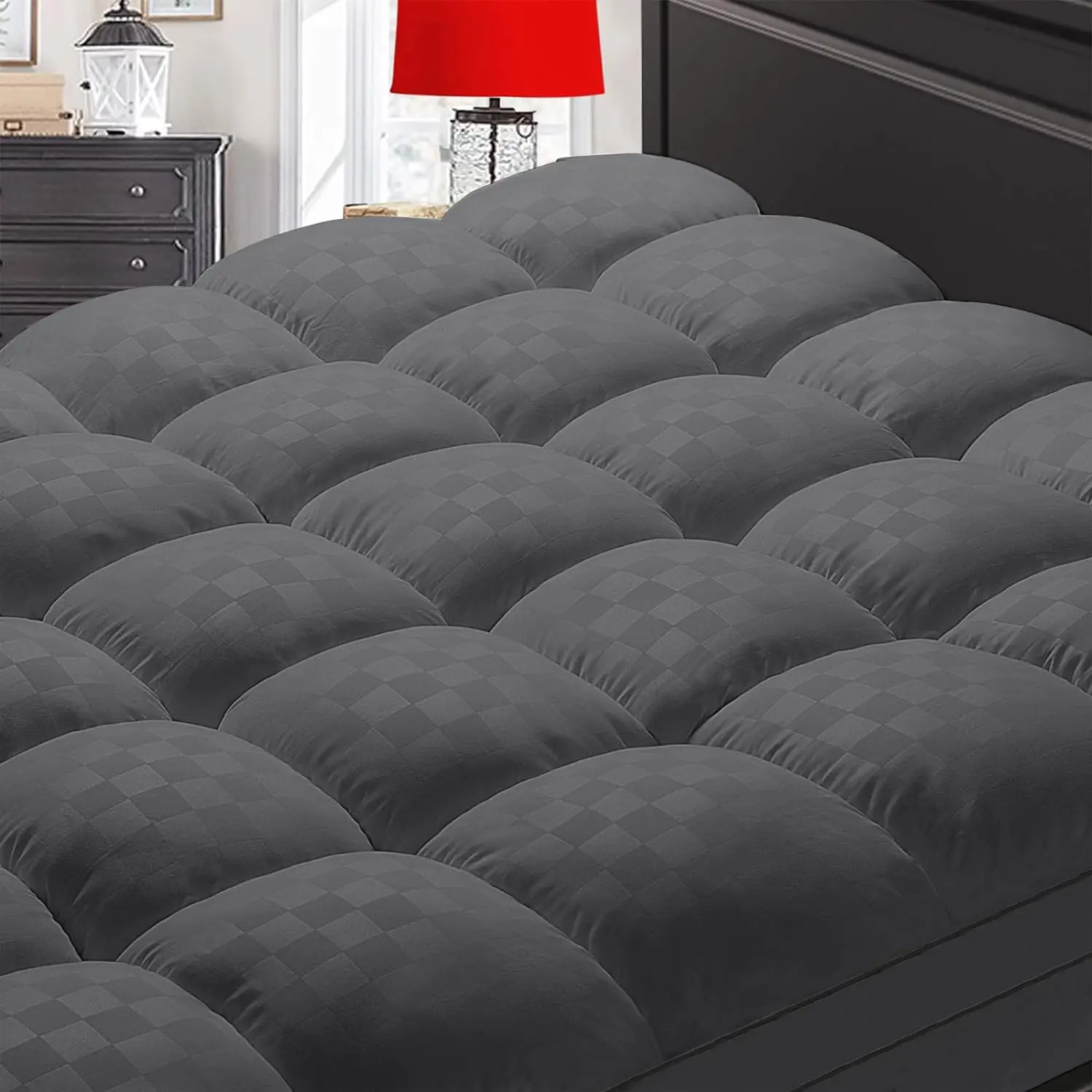 

Extra Thick Mattress Topper, Mattress Pad Cover for Back Pain, Cooling Mattress Protector, Overfilled Down Alternative Filling