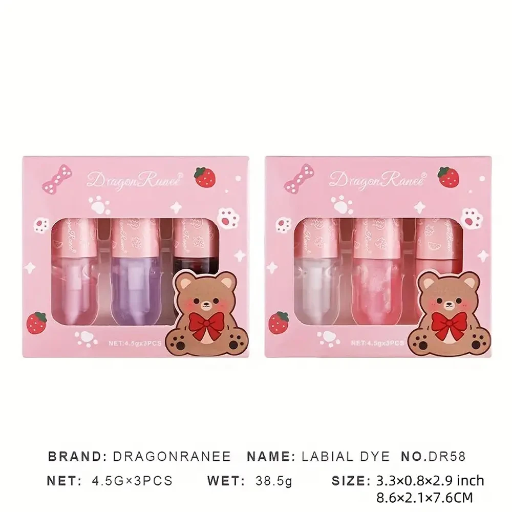 Set da 3 pezzi di lucidalabbra, idratante, lucidalabbra a lunga durata con abbellimento morbido opaco, tazza antiaderente, ingredienti vegetali, adatto a tutti i tipi di pelle