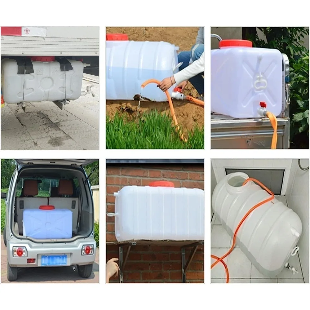 Tragbarer 20-Gallonen-Wassertank mit Zapfhahn und Schlauch, Aufbewahrungsbehälter für Camping, Wohnmobil, LKW, Notfall
