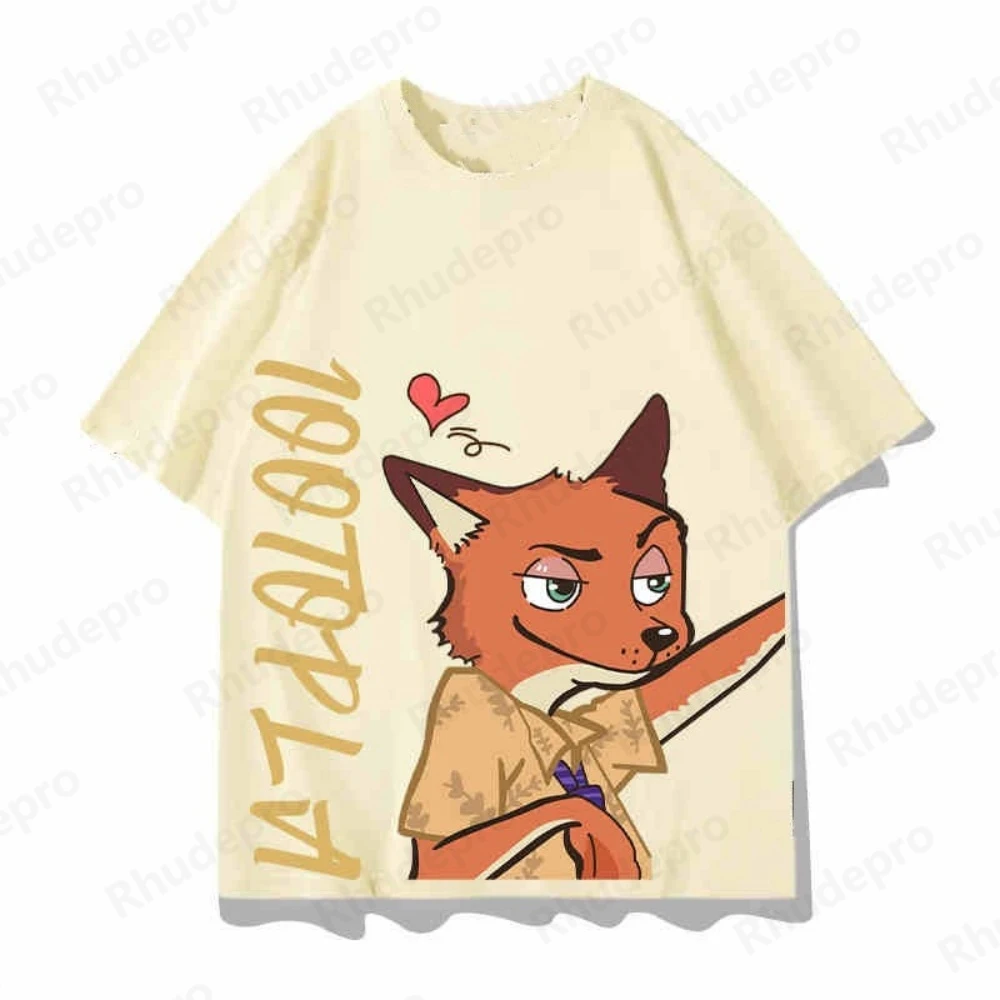 Zootopia جودي هوبس ضابط أرنب تي شيرت موضة قصيرة الأكمام قميص ديزني قميص هاواي صيفي الصيف الاستوائية طباعة عطلة قميص