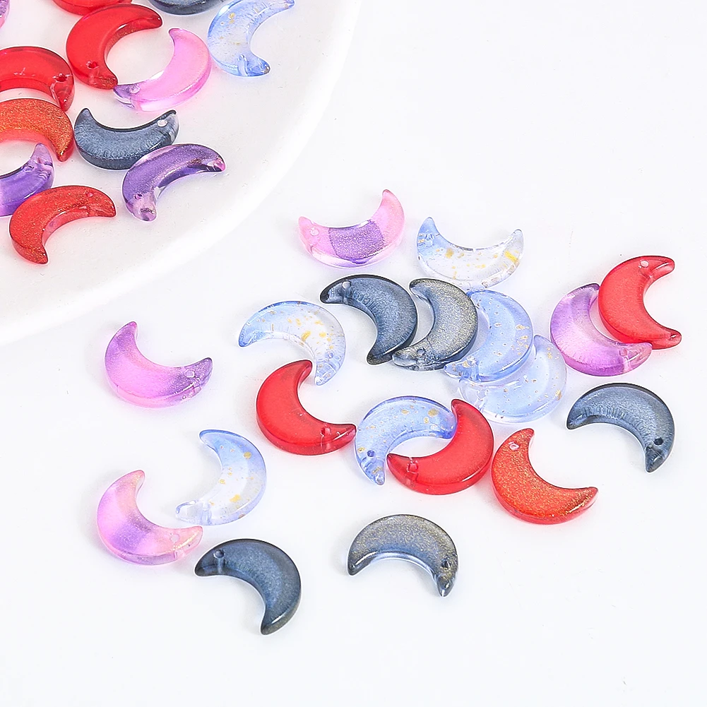10pcs Single Hole Crescent Glass DIY Beads Bracelet Necklace Bead Chain Curtain Pendant Chandelier Crystal Replace Accessories