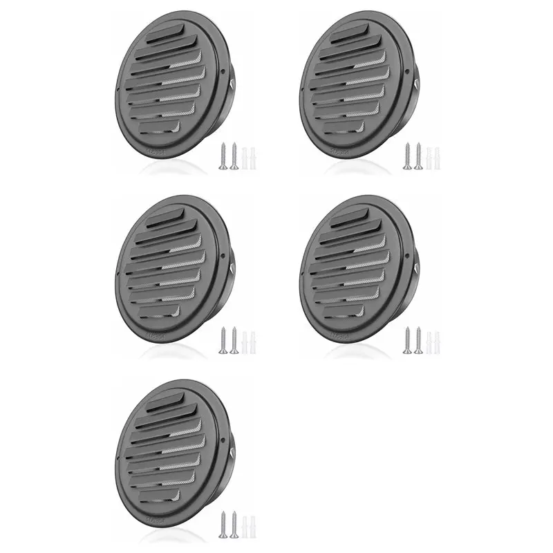 

VEHO-5Pcs 4-дюймовая нержавеющая сталь 304, решетка с жалюзи, вентиляционная вытяжка, плоский воздуховод, вентиляционное отверстие, настенное выходное отверстие