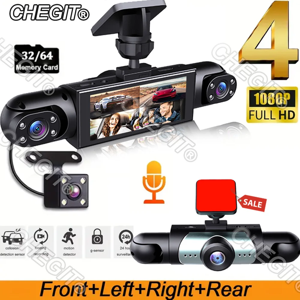 360° HD Car Camera 3/4Lens 1080P Dash Cam Car recording camera Car DVR Front Left right RearView Camera Black Box Night Vision