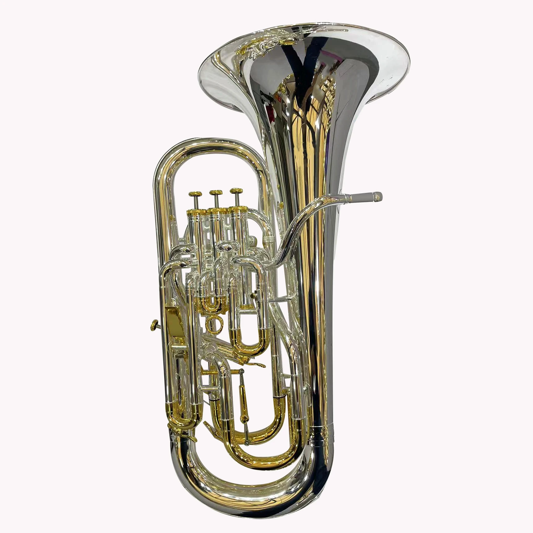 High Quality Silver Plated Body with Gold Lacquer Parts Trigger Euphonium