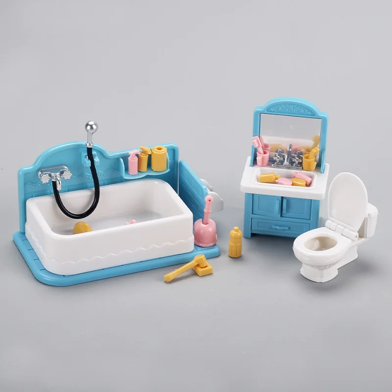 Mini lavabo de baño de simulación para niños, juego de inodoro, Micro muebles, modelo de juguete, juguetes de Casa de juegos para niñas, accesorios de casa de muñecas