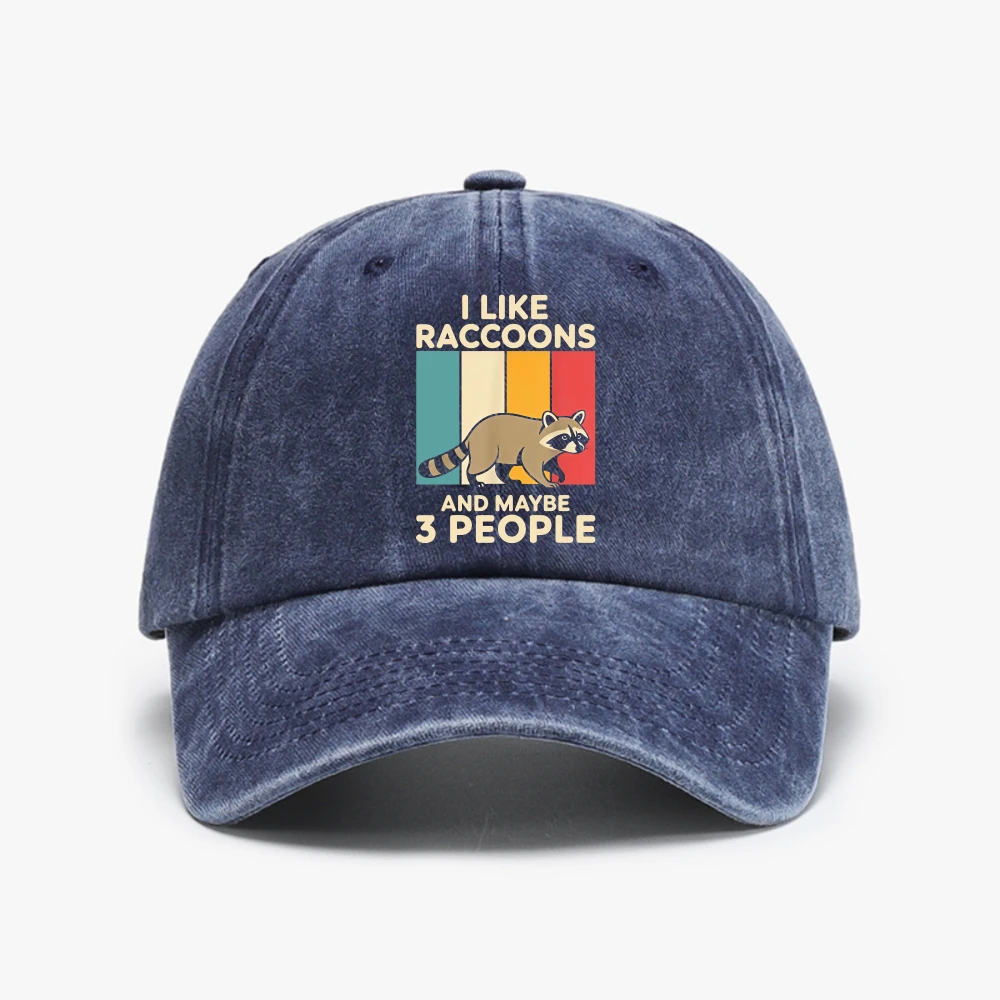 I Like Raccoons hat and Maybe Three Other People Will Like Y2K Design Cute Raccoon Enthusiast retro Washed Baseball Cap