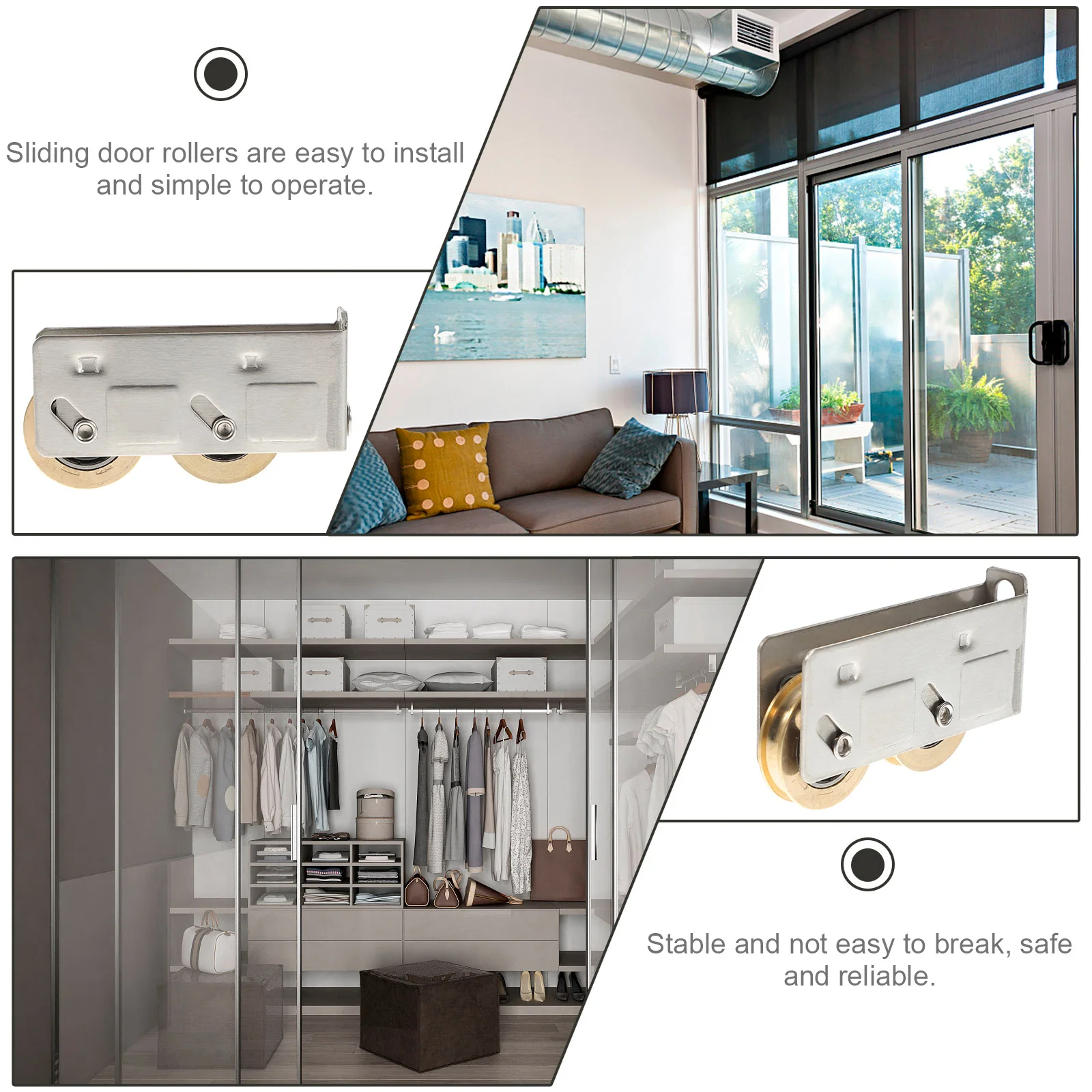 

2pcs Sliding Replacement Stainless Steel Patio Wheels For Sliding Glass Door Garage Door Roller Track Hardware