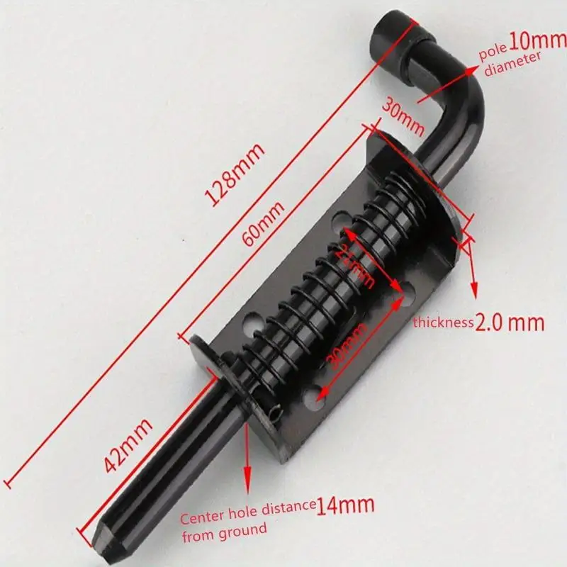 2pcs Heavy Duty Carbon Steel Gate Latch Sliding Barrel Bolt Spring Loaded Door Lock