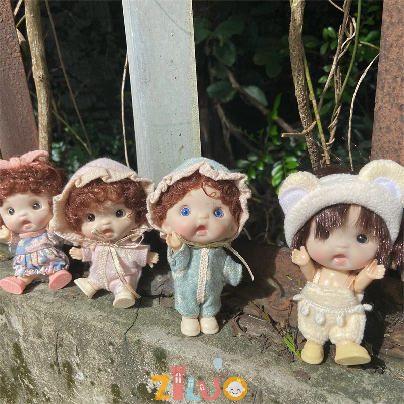 BJD Dolls for Girls 10cm OB11 Mini Doll 3D Blue Green Eyes Kawaii Pocket Toys Cute Surprise Face Clothes Girls Toy Birthday Gift