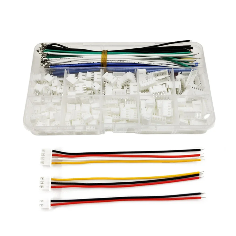 JST XH 2.54mm Connector Socket Kit with 22AWG Pre-Crimped Silicone Cable Wires 2/3/4/5/6 Pin Male Female Housing Adapter