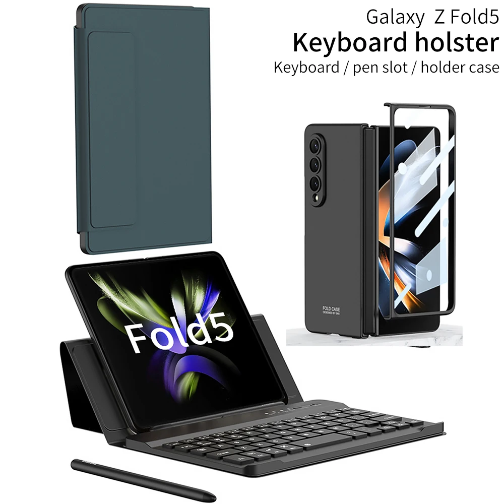 

keyboard Case For Samsung Galaxy Z Fold 5 2 3 4 Wireless Bluetooth Magnetic stand Leather Cover Case With screen protector S Pen