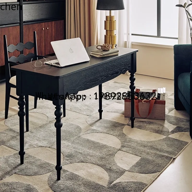 Retro Solid Wood Desk Black Computer Desk Living Room Writing White Ash Dressing Table