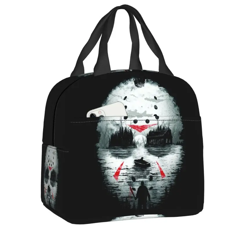 Horror Movie Character Killer Insulated Lunch Bags for Women Halloween Film Resuable Thermal Cooler Food Lunch Box School