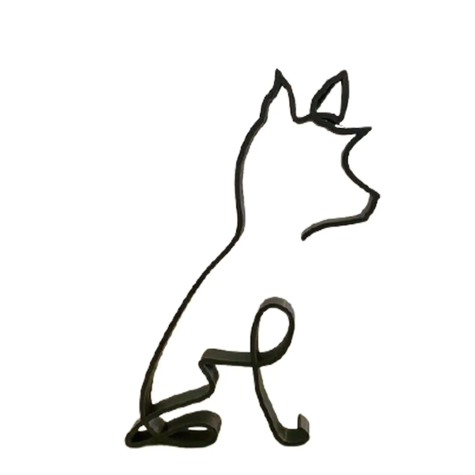 Minimalist Dog Ornament Figurine Metal Cat Sculpture Abstract Home Decor Statue for Desktop Nightstand Bookshelf Interior Decor
