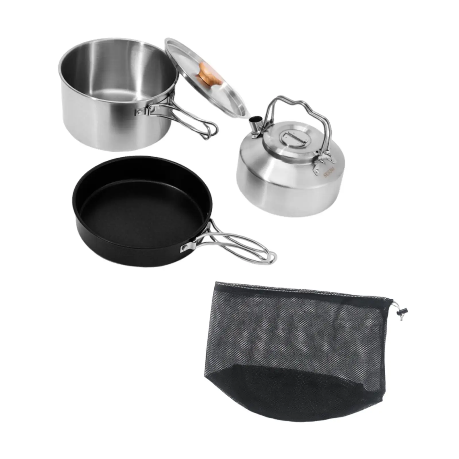 Camping Cookware Set Cooking Utensils Multipurpose Convenient Folding Handle