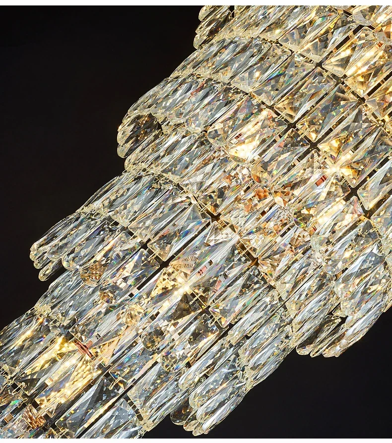 

Adjustable LED Long Staircase Crystal Chandelier - Luxury Ceiling Pendant Light for Living Room Hotel Lobby Decoration