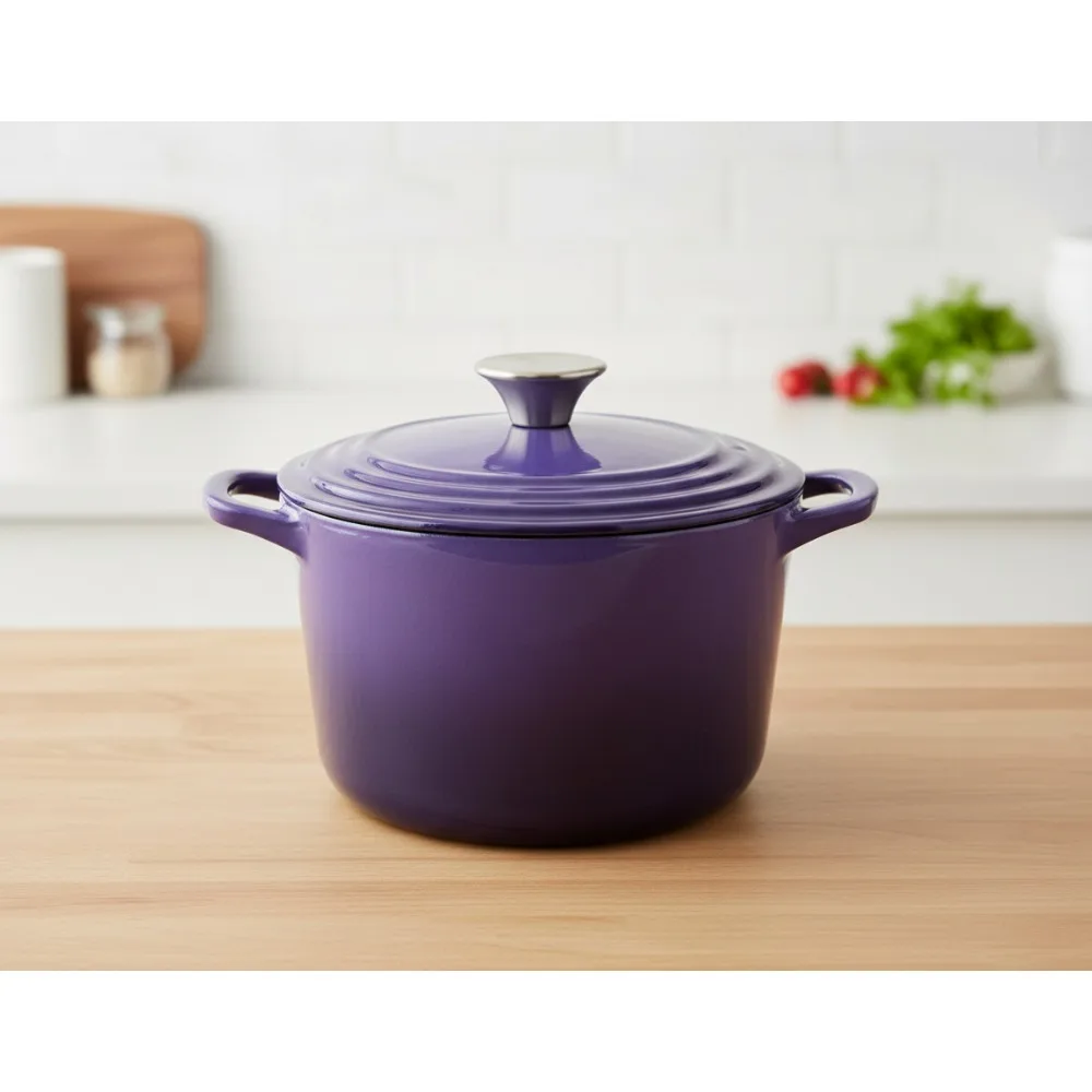 

2.8 Quart Purple Enameled Cast Iron Dutch Oven Pot with Lid for Bread Baking & Cooking