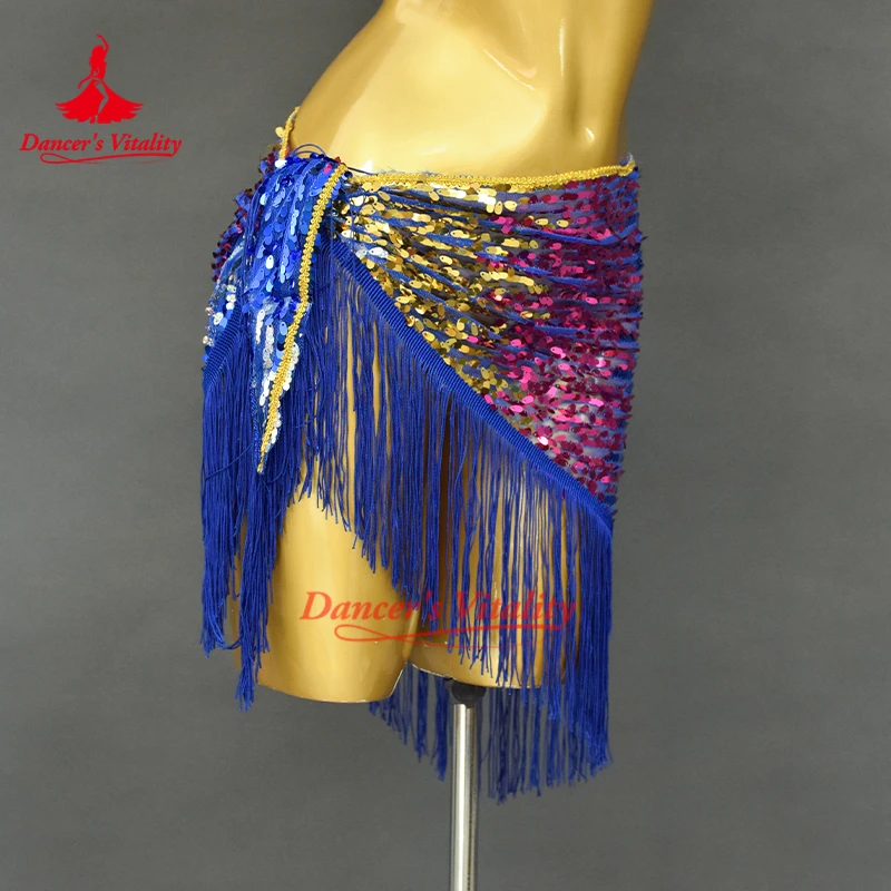 Nuevo cinturón de danza del vientre para mujer, bufanda de cadera con borlas de lentejuelas de Color degradado, accesorios de práctica de danza Oriental, cinturones de baile