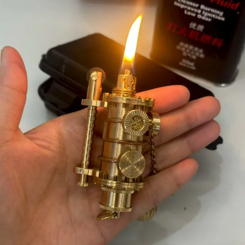 

Handmade Machinery Punk Special Submarine Kerosine Lighter Chain Trench Heavy Grinding Wheel Ignition Lighters Collection Gifts
