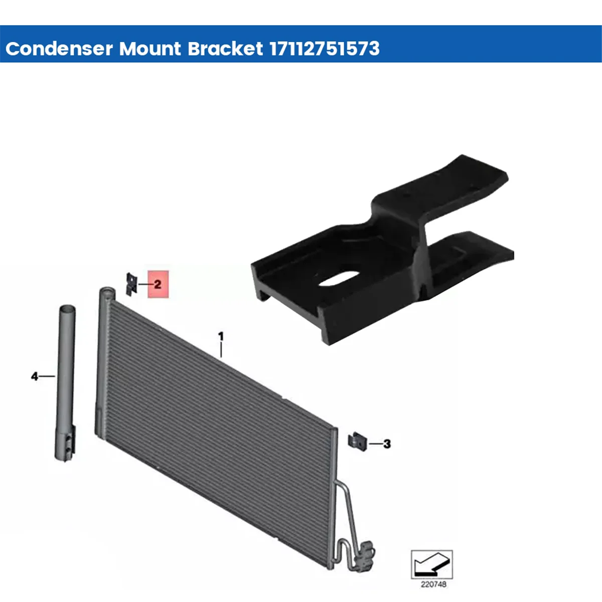 Car A/C Condenser Mount Bracket 17112751573 for JCW One R55 R57 R58 R59 2007-2015 Condenser Bracket