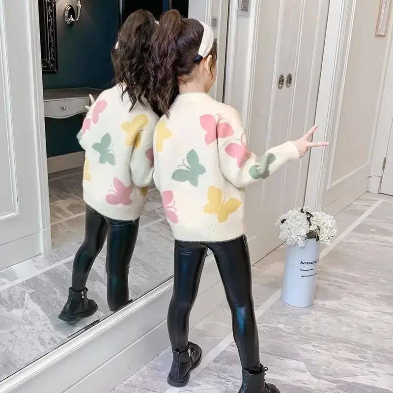 Girls Sweater  Autumn Winter New Children's Fashion Plush Thickened Thread Sweater toddler girl cardigan 6 5 4 12 Years Old