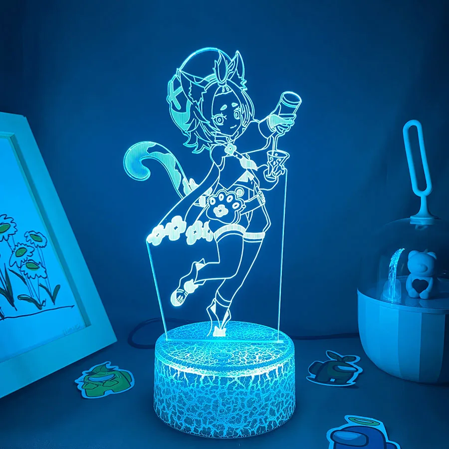 Genshin Impact Game Figure Dioan 3D Led Nightlight Cool Kawaī Gift For Friend Bedroom Table Decor Manga Genshin Impact Lava Lamp