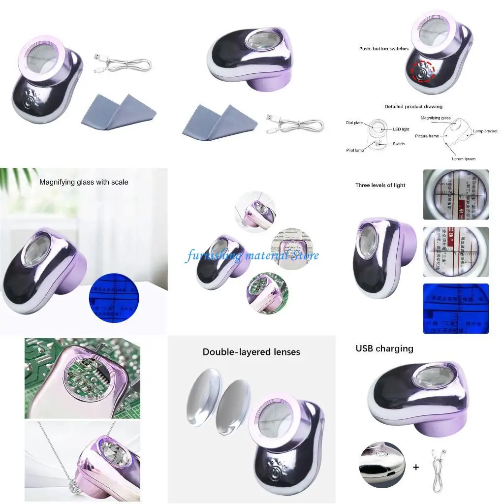 

Y5GD Professional Magnification Handheld Magnifier with Light for Reading Small Print