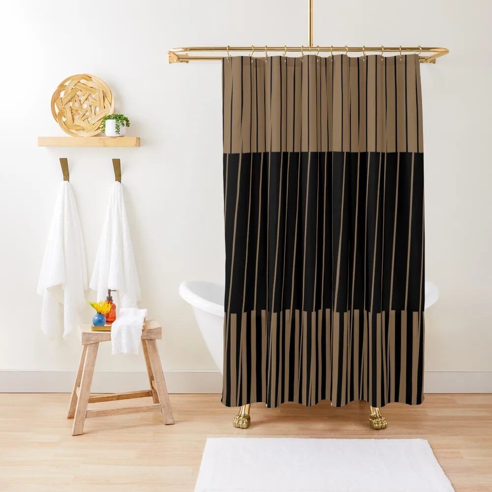 

Brown Tan and Black Stripes Shower Curtain Bathroom Deco Luxury Bathroom Cute Shower Curtain
