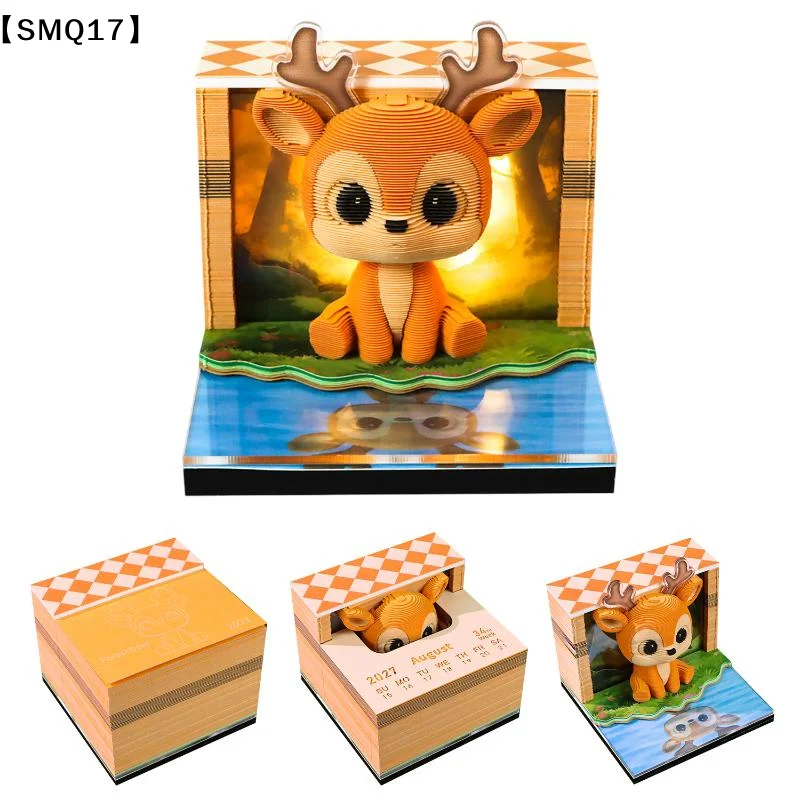 Time Piece Calendar 2027 Desk Calendar With LED Light 3D Tear-away Calendar Paper Carving Art Memo Pad Notepad Home Decor【SMQ】