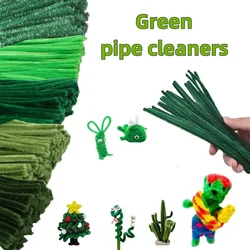 1000/100Pcs 30cm Green Pipe Cleaners Chenille Stem Solid Color Pipe Cleaners Set for Pipe Cleaners DIY Arts Crafts Decorations